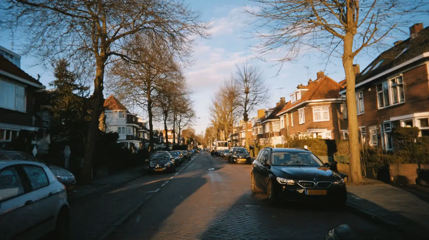 Een straat met typische Nederlandse rijtjeshuizen