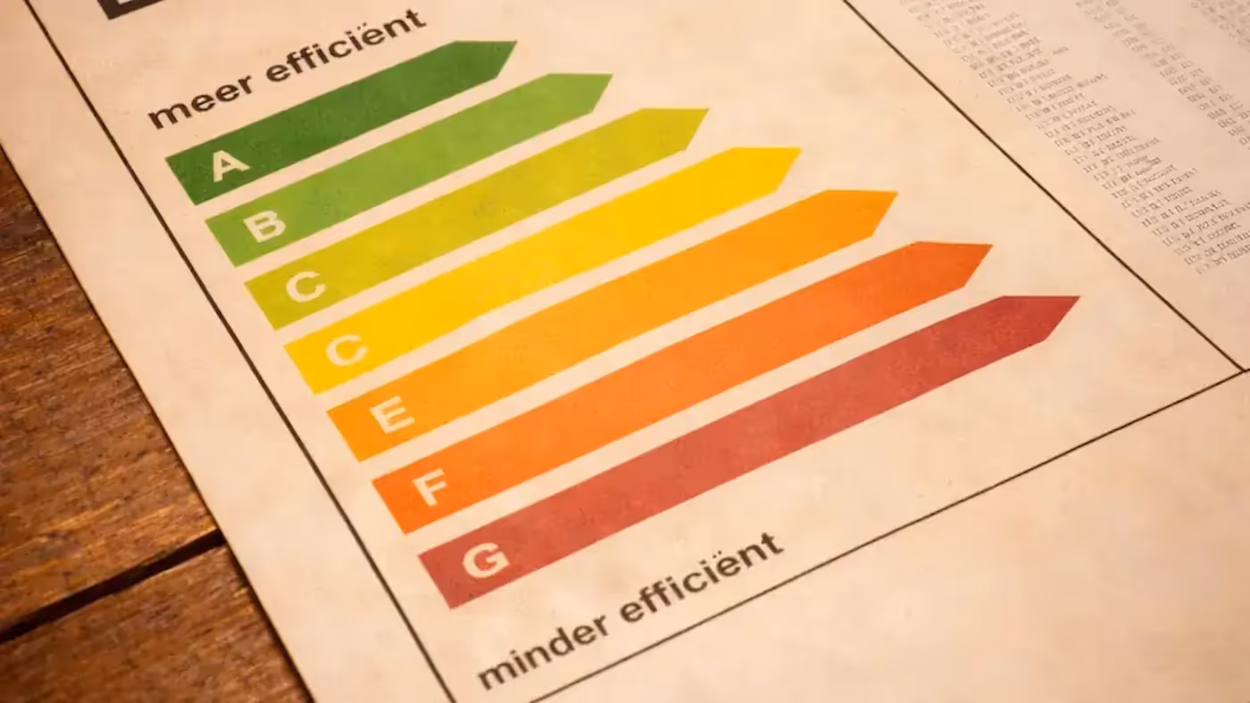 Nederlandse energielabel A tot G op papier