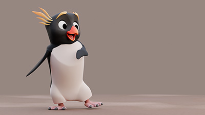 A 3D Rockhopper Penguin about to run off