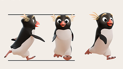 A 3D Rockhopper Penguin running