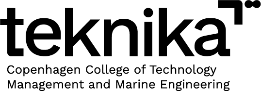 Teknika logo with text Copenhagen College of Technology Management and Marine Engineering.