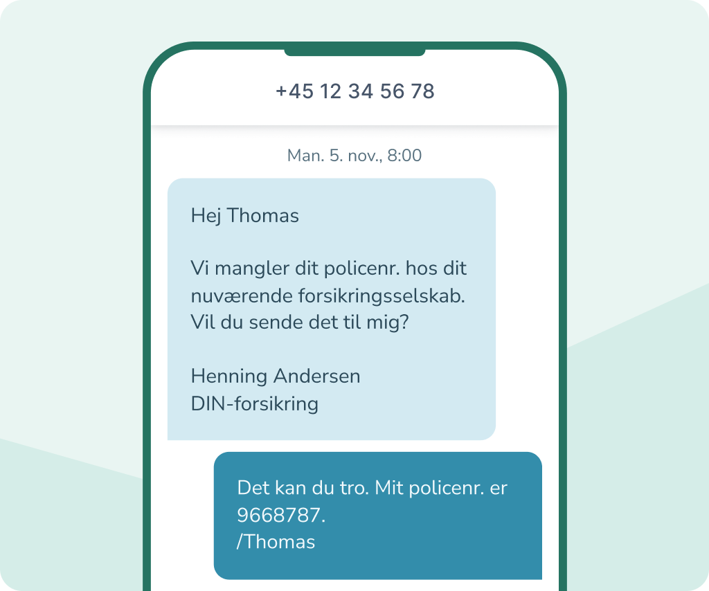 SMS-dialog om kundeservice via virtuelt nummer