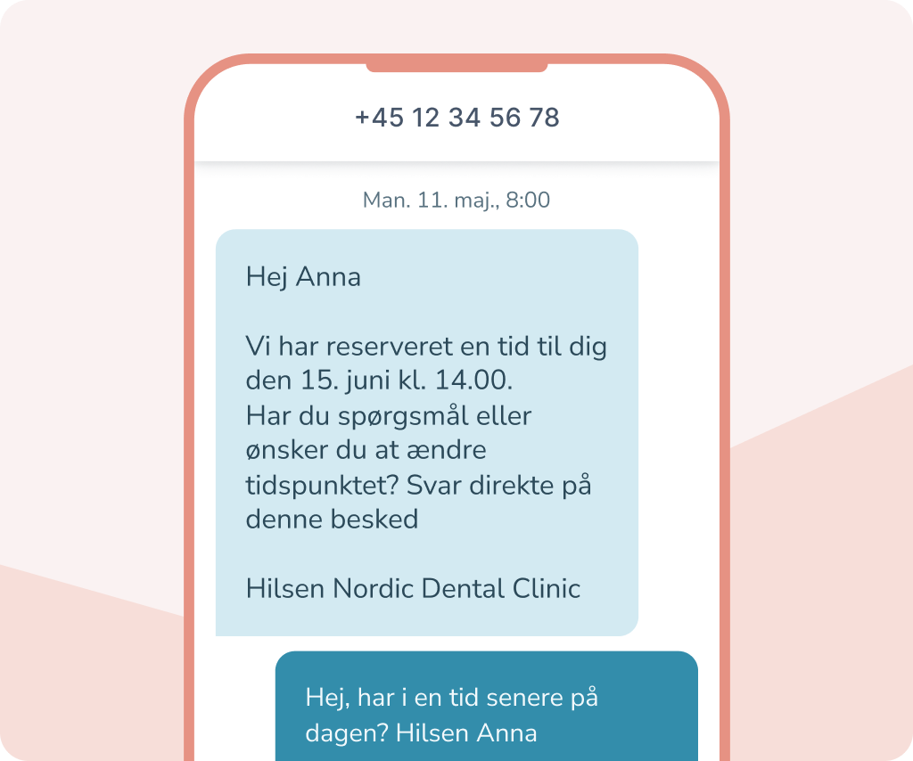 SMS-dialog om booking af tandlægetid