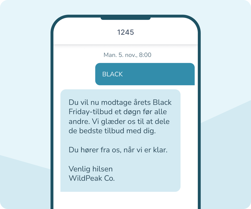 SMS-tilmelding til Black Friday-tilbud via keyword