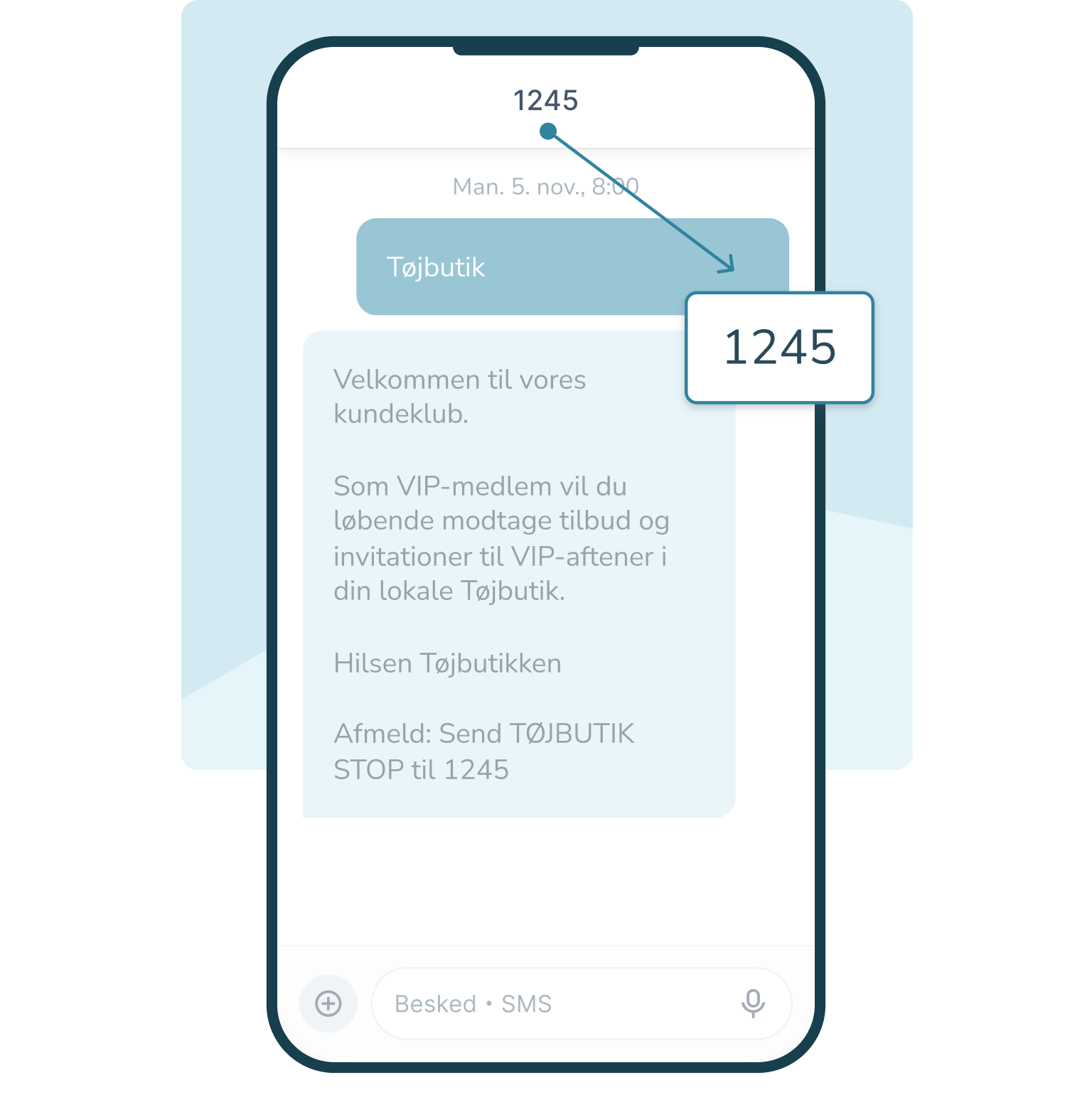 Keyword markeret i en SMS-samtale