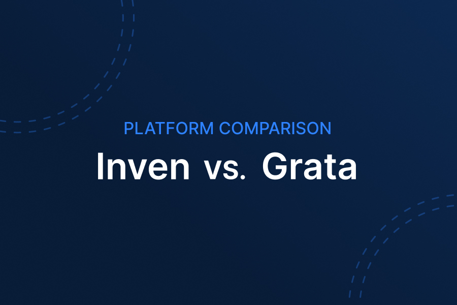 Platform comparison banner displaying ‘Inven vs. Grata’ on a dark blue background.