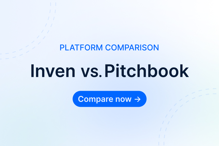 Inven vs. PitchBook comparison with a “Compare now” button on a light background