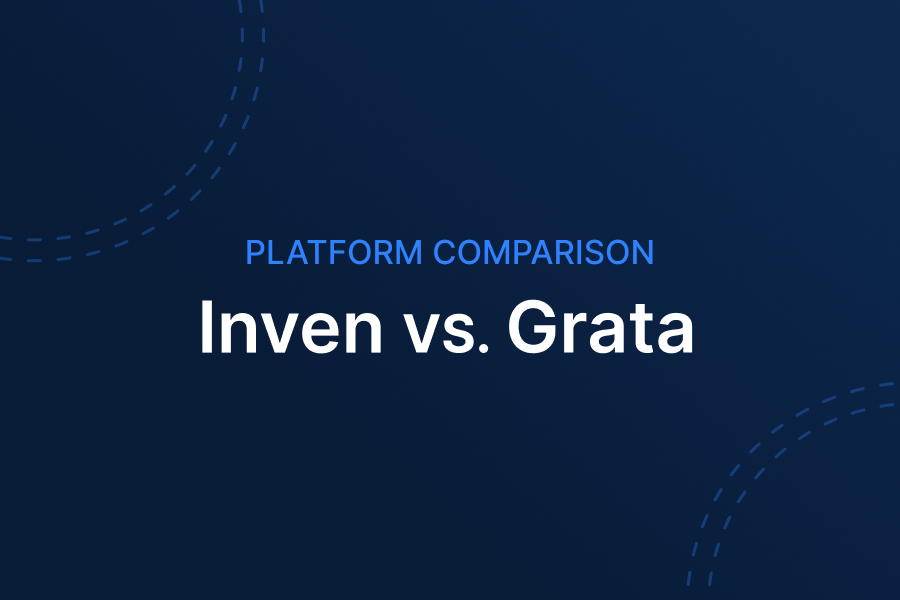 Platform comparison banner displaying ‘Inven vs. Grata’ on a dark blue background.