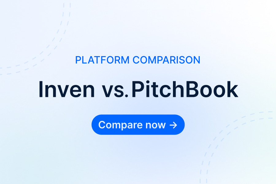 Inven vs. PitchBook comparison with a “Compare now” button on a light background