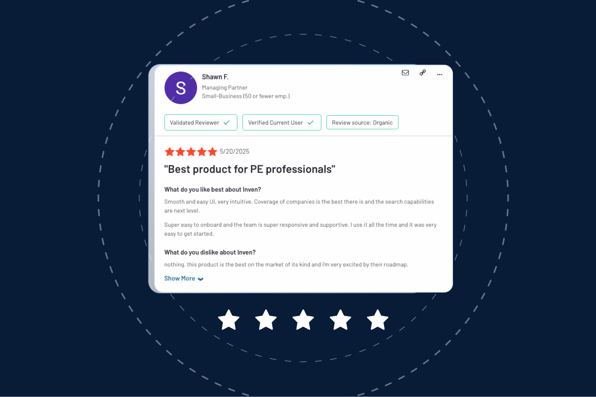 Detailed Inven review from managing partner highlighting Inven’s intuitive interface, AI search capabilities, and best-in-class deal sourcing performance.