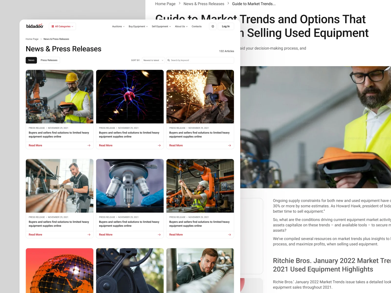 Bidadoo editorial content layout