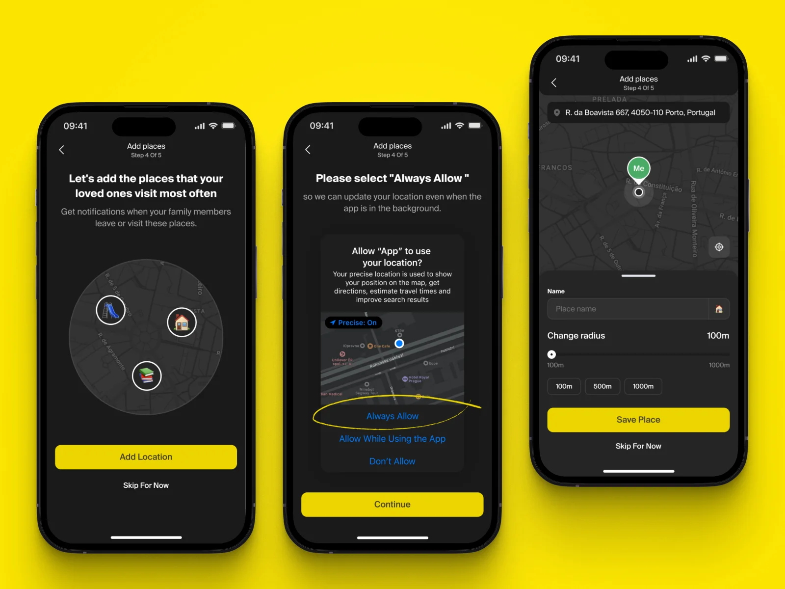 Onboarding: trusted places