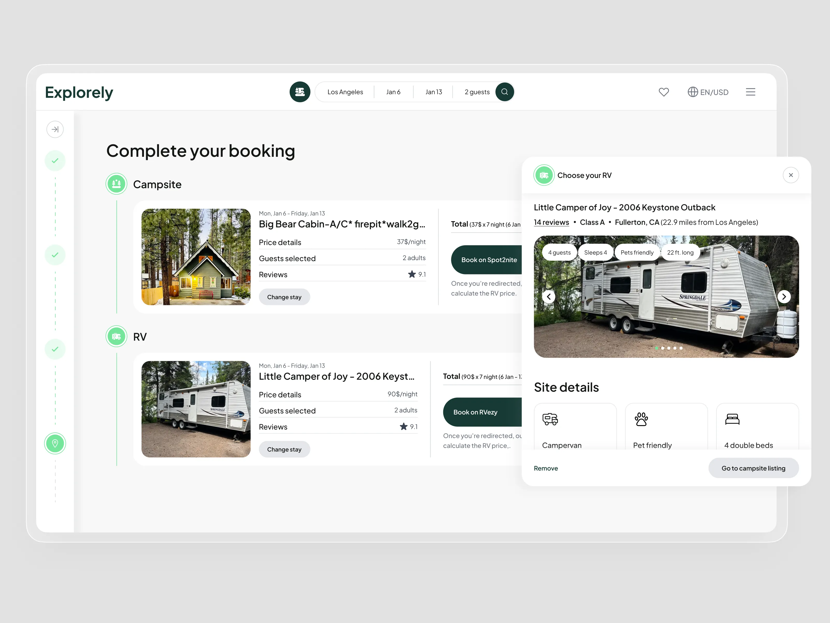 Explorely point 4 — Booking flow