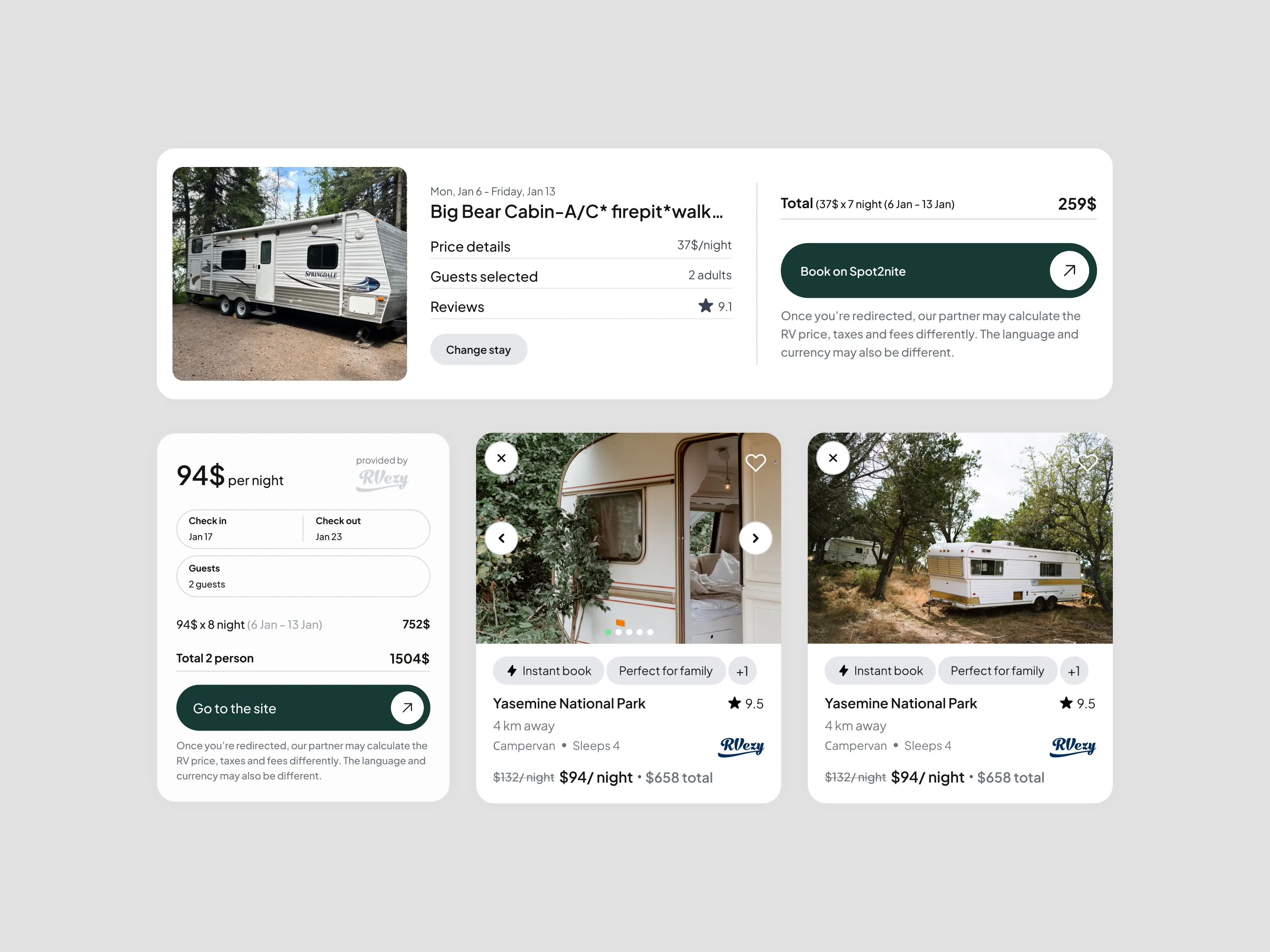 Booking details and partner pricing
