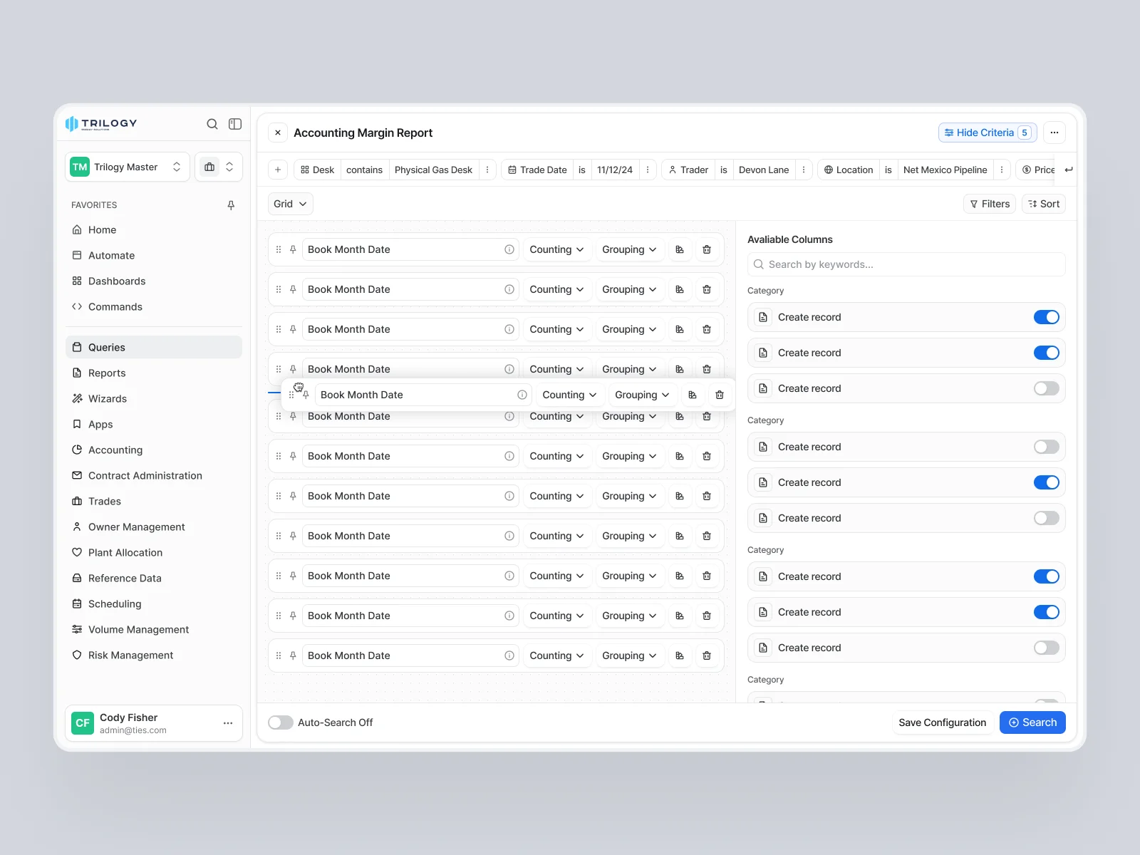 Accounting margin reports configured in a few clicks.