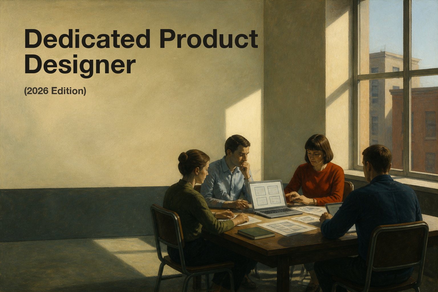 Edward Hopper style interior — a dedicated product designer working embedded with a team