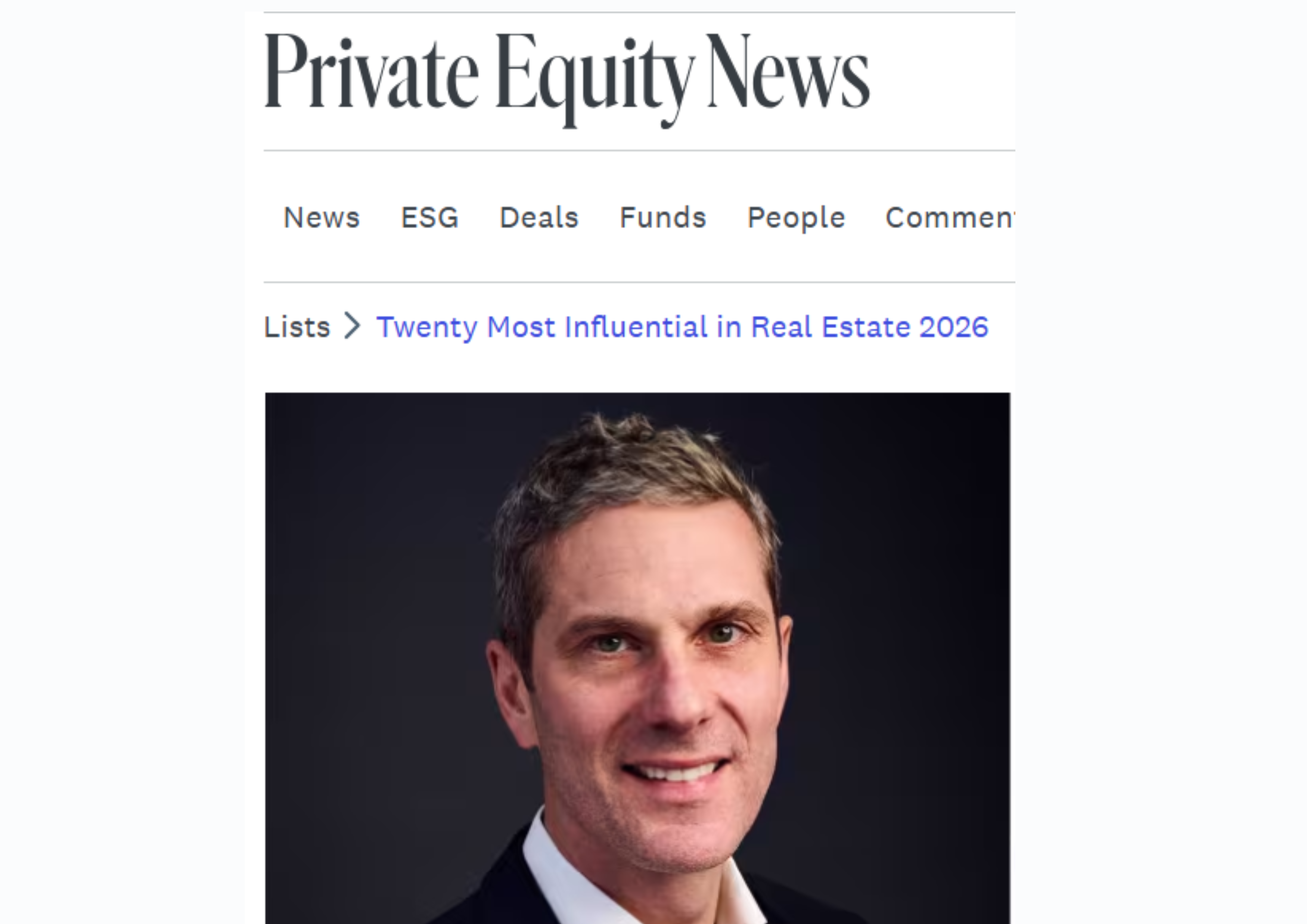 European real estate influencer and logistics guru: Boreal IM CEO recognised in Private Equity News