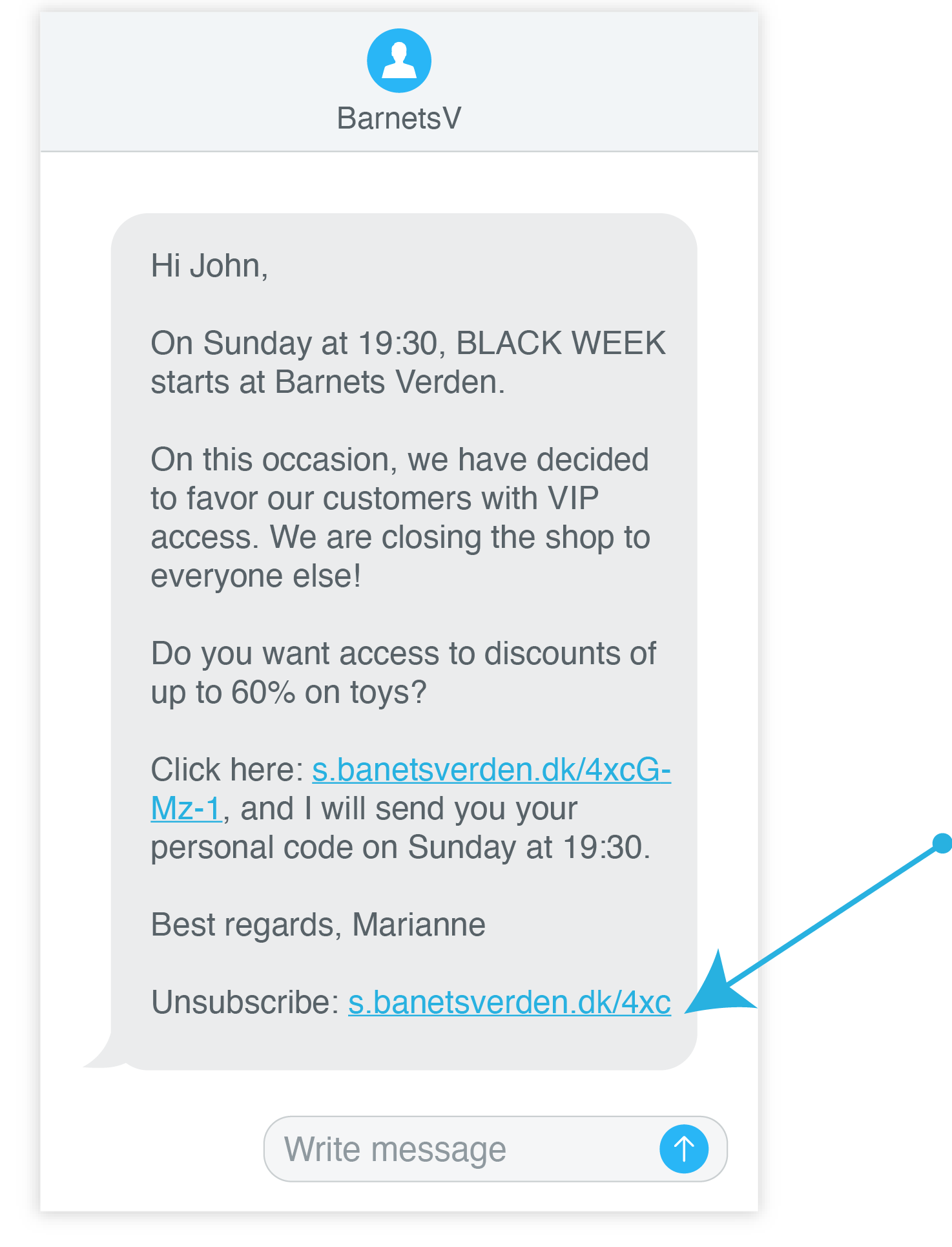 SMS avprenumerera med länk