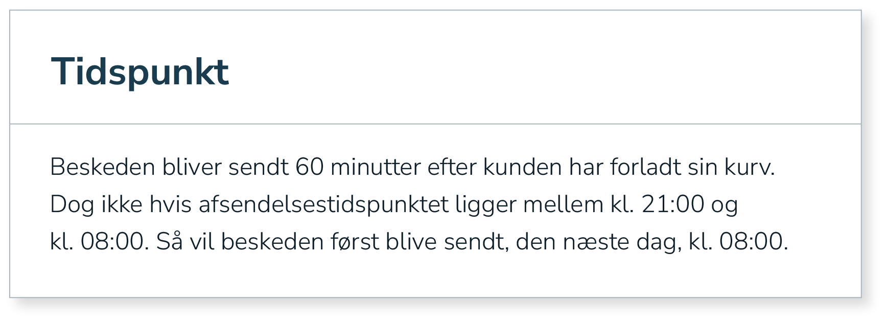 Eksempel på tidsstyring af SMS-beskeder