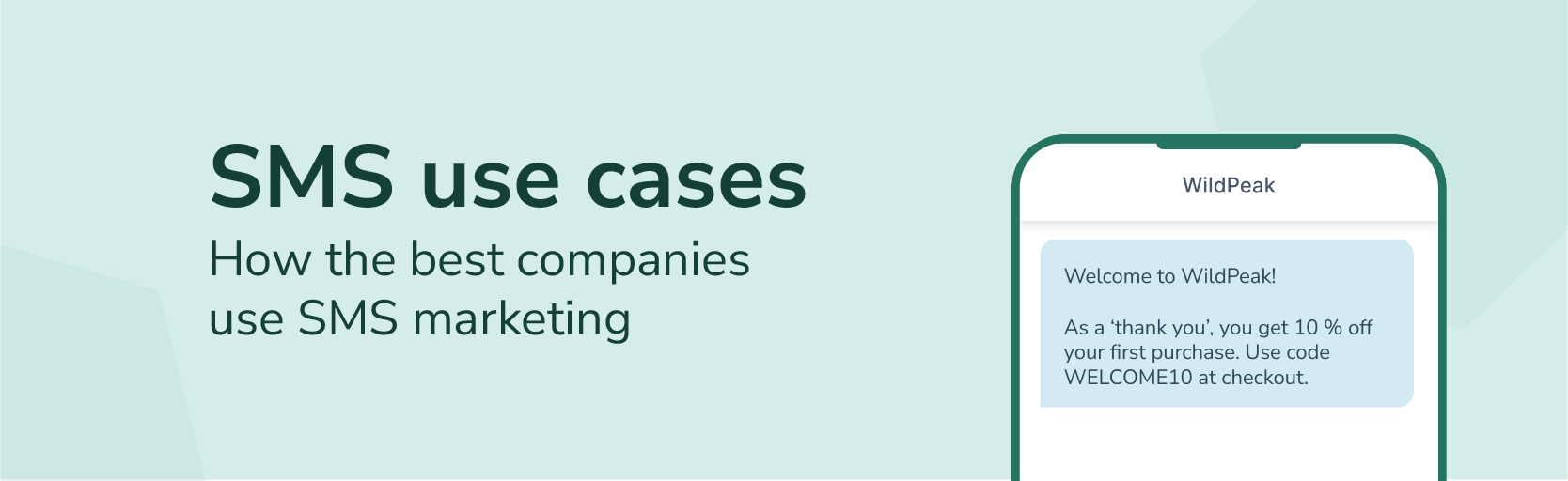 Banner for 7 SMS use cases med eksempel på velkomst-SMS