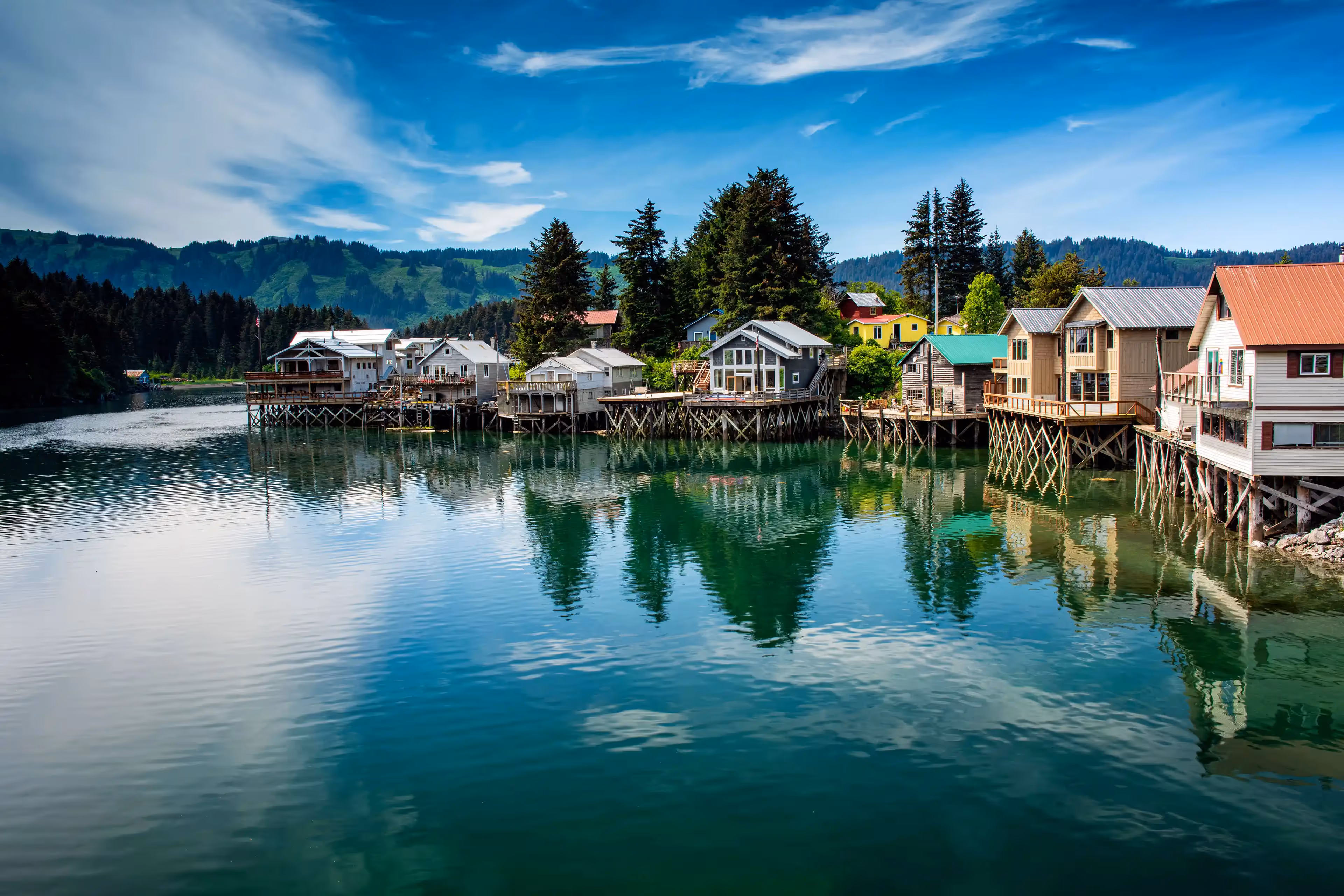 Charming coastal community view showcasing the beauty of Alaska.