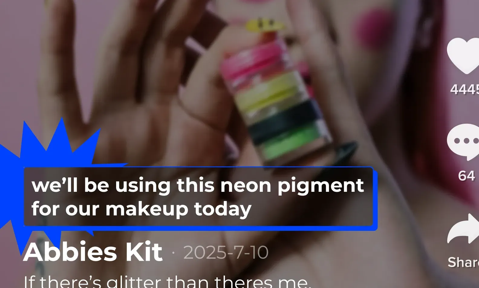 Example of a girl using captions on a TikTok makeup video