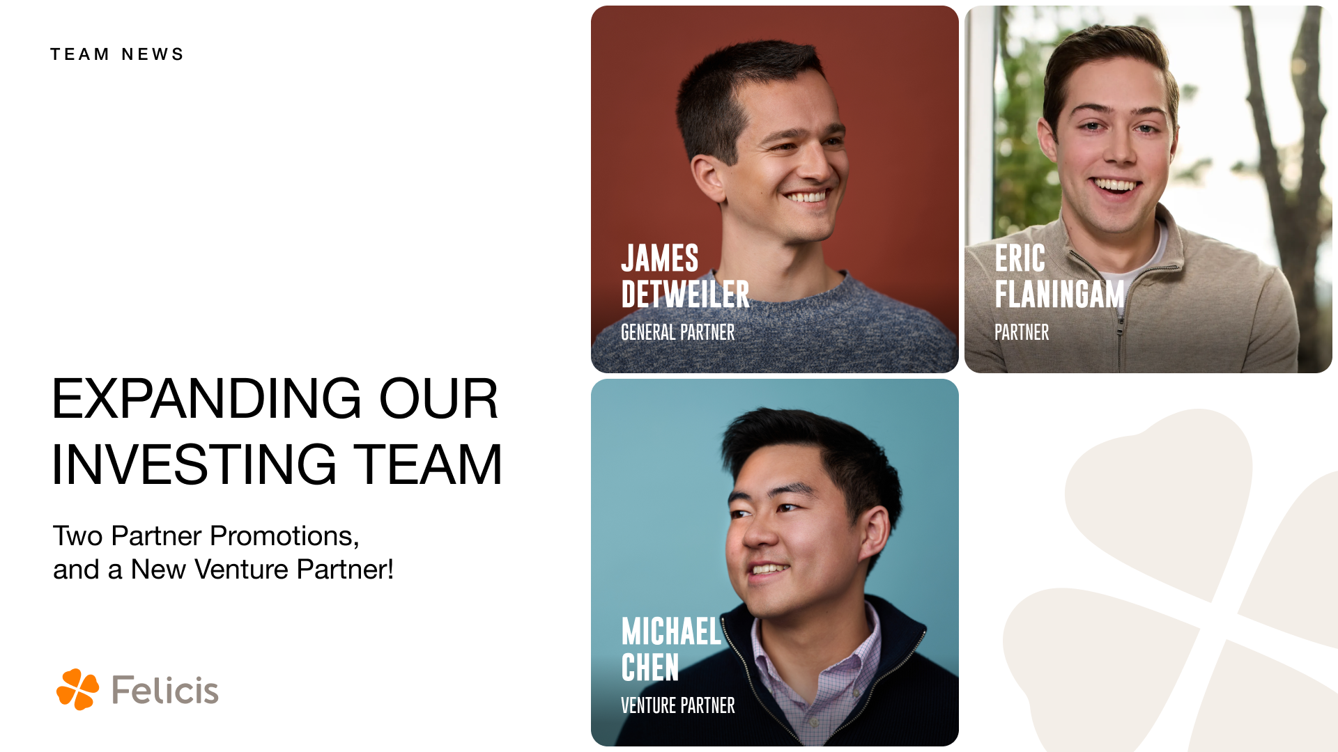 Expanding Our Investing Team with Two Partner Promotions, and a New Venture Partner!