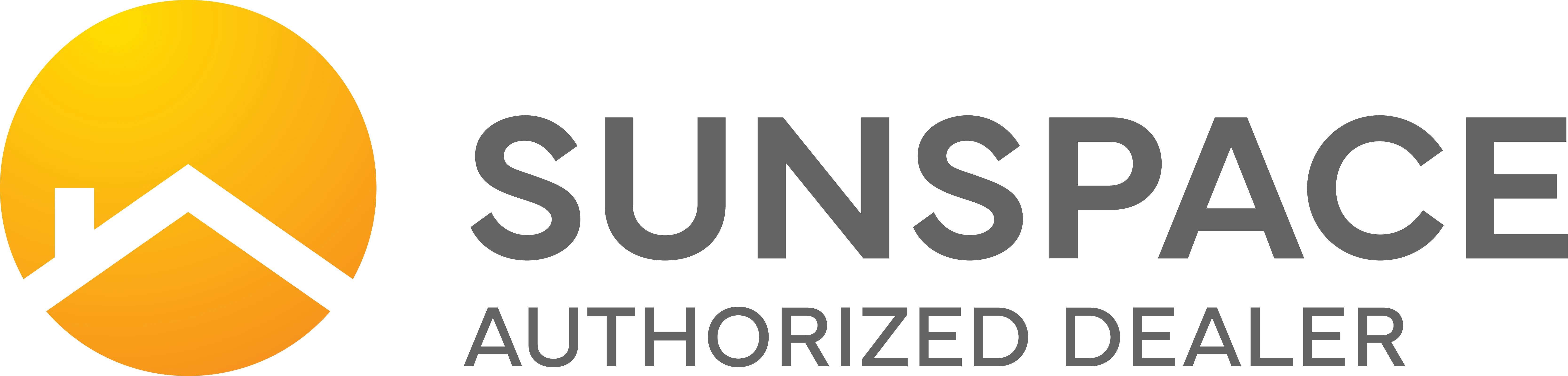 Sunspace Authorized Dealer logo with a stylized house roof in front of a yellow sun.