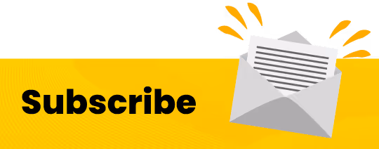 Open envelope with a paper inside and the word 'Subscribe' on a yellow background.