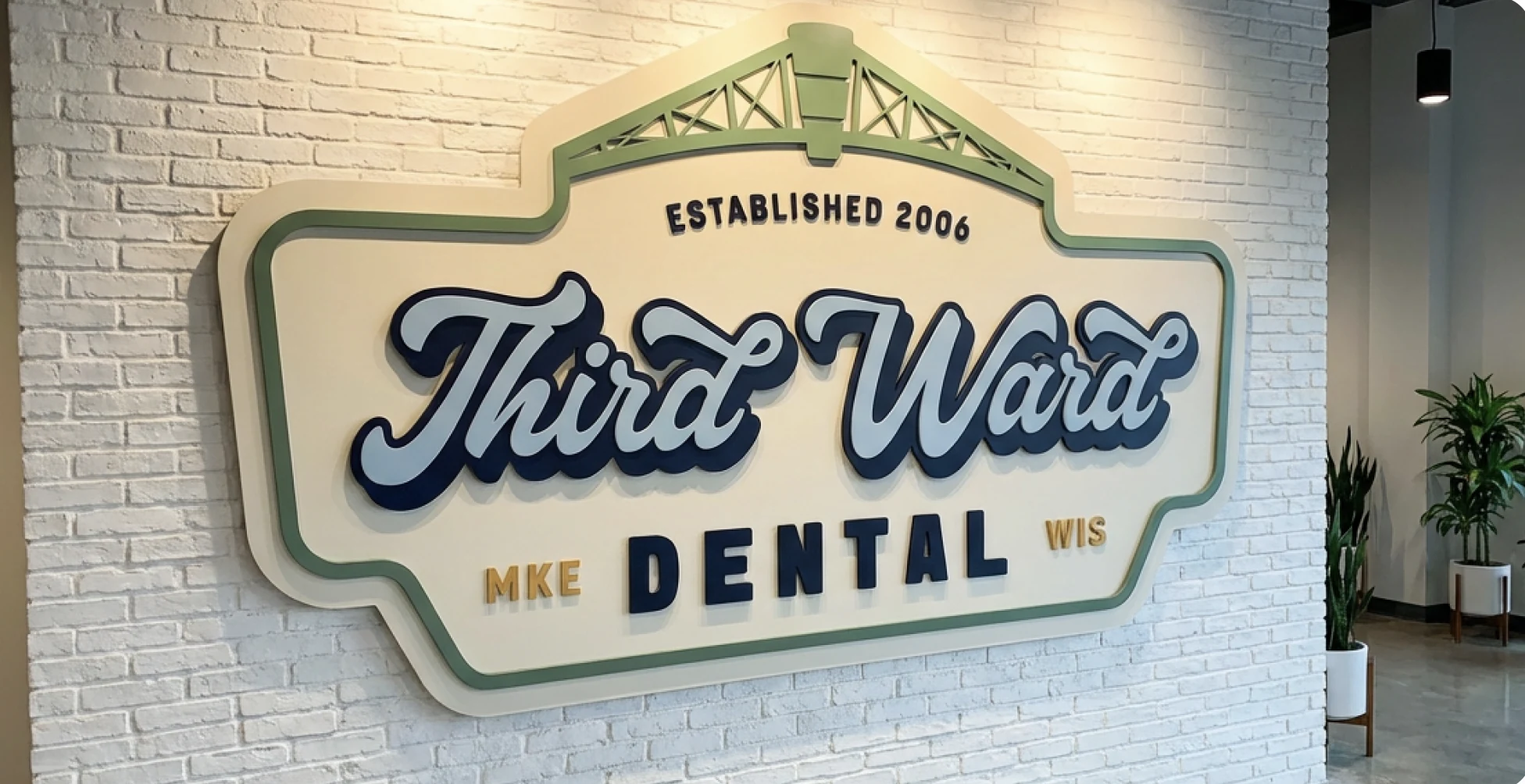 Third Ward Dental sign on a brick wall