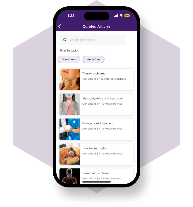 Curated article screen