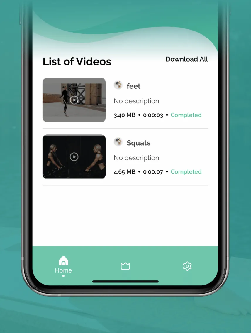 List of videos screen