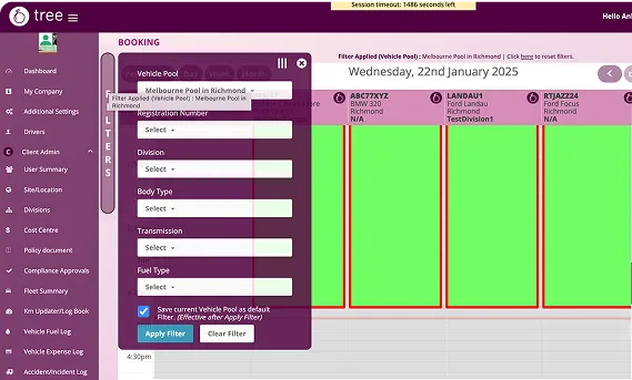 booking calendar window