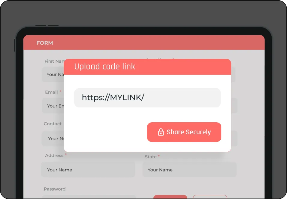 Code link upload screen 