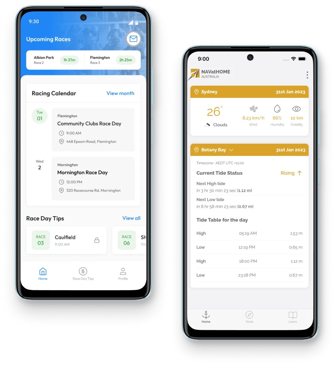 Sixth day racing and Navathome mockups