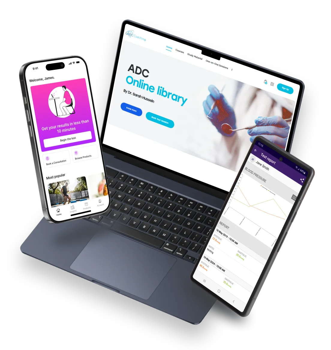 Healthcare app UI mockups