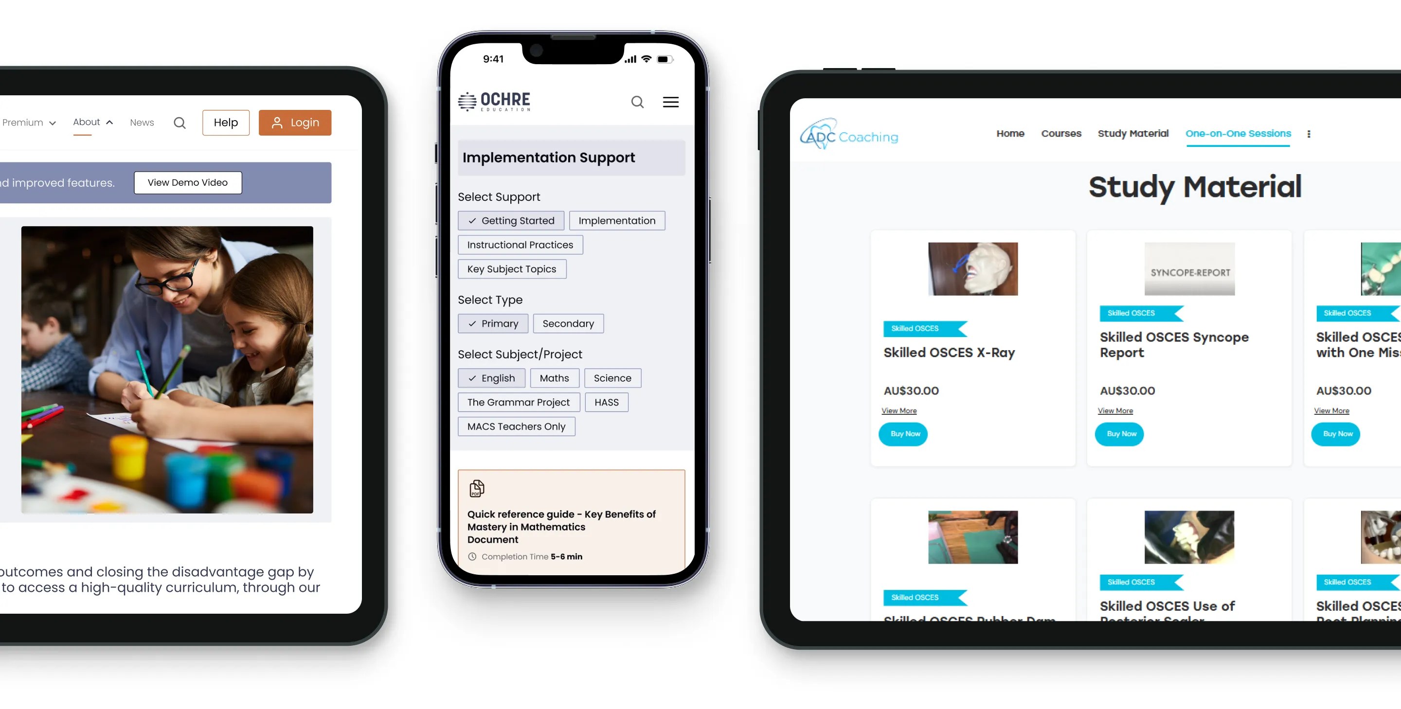 Education app UI showcasing user-friendly design features