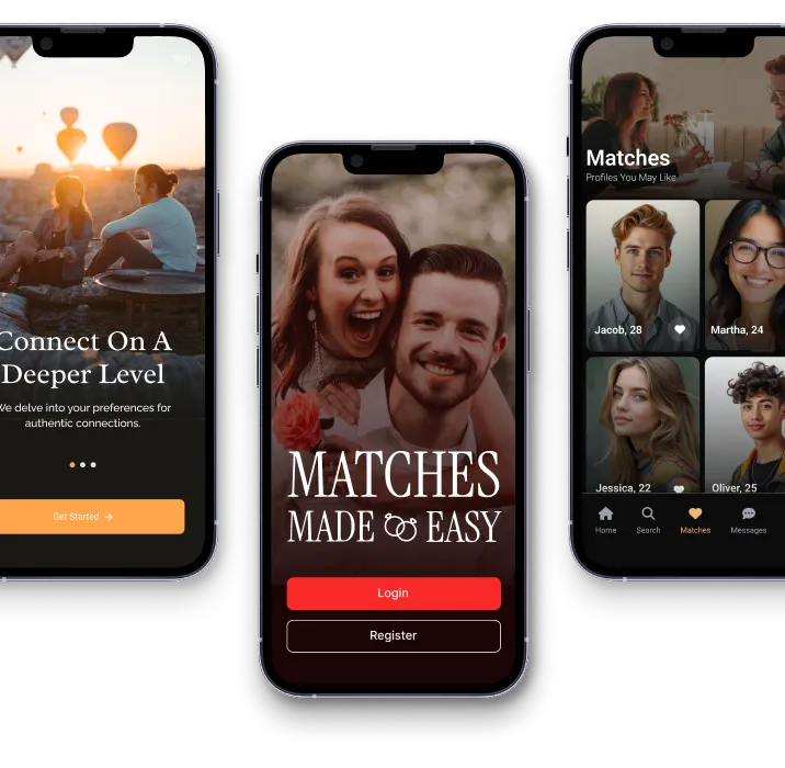 Dating app UI frames