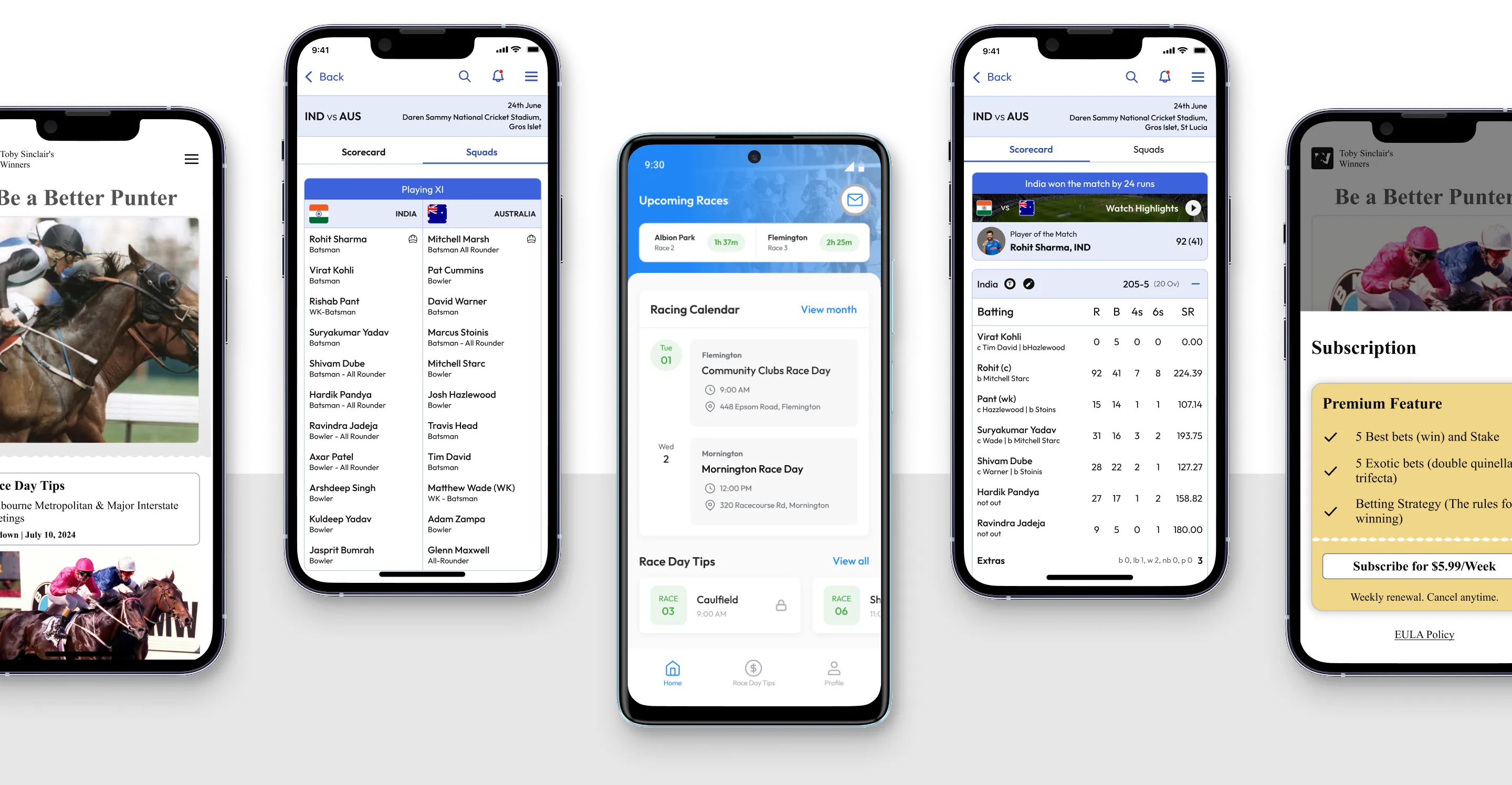 Sports app UI showcasing user-friendly design features