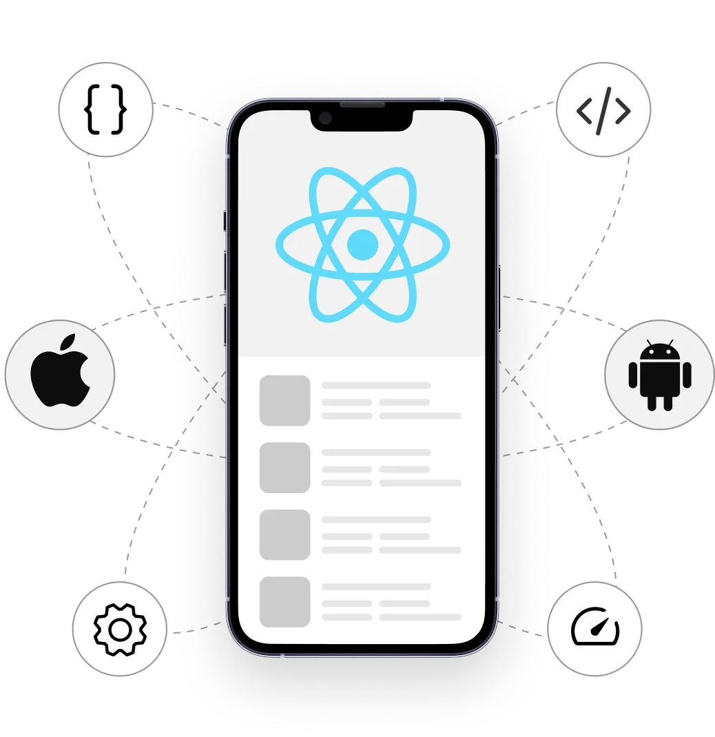 React native mockup in hero section