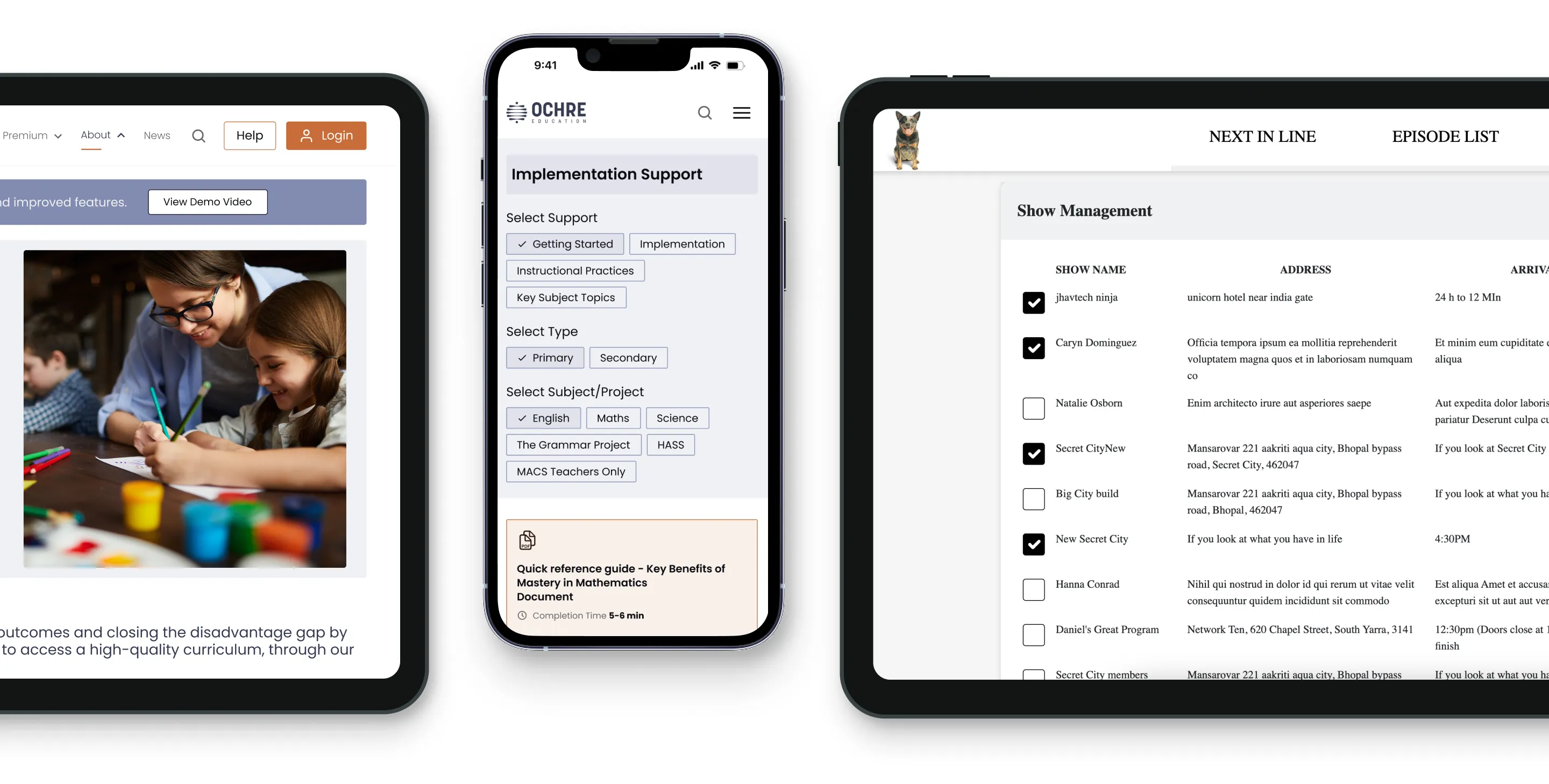 Ochre & Multiple screen frame