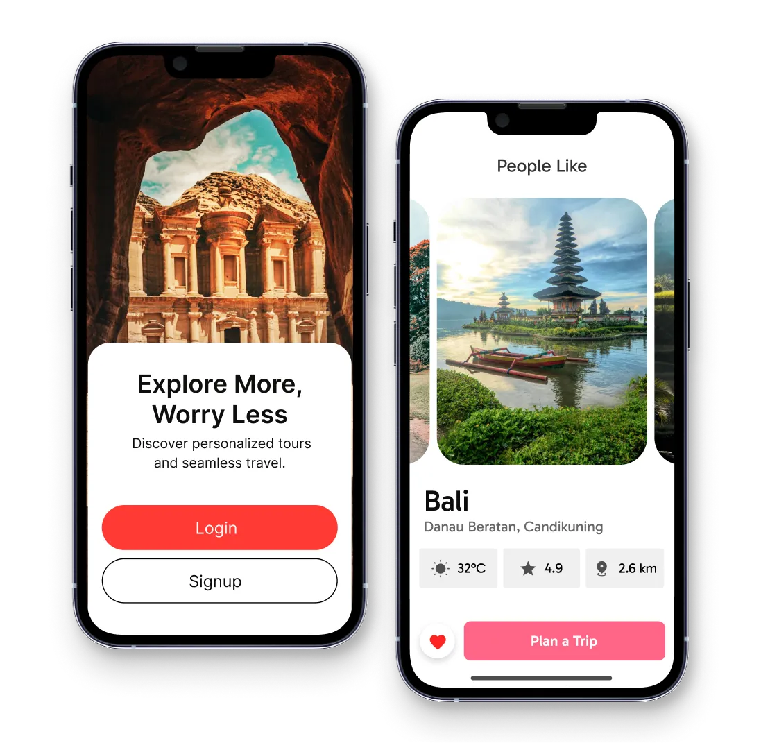 Travel mobile app mockup design