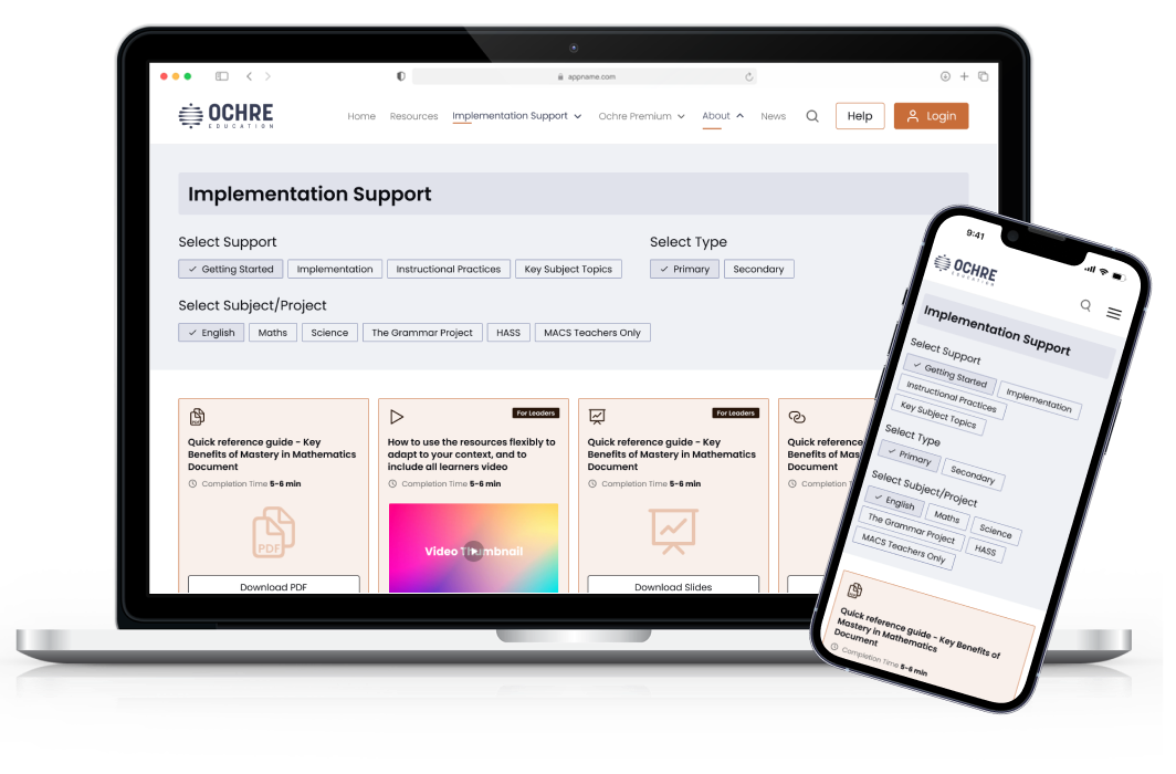 Implementation support screen