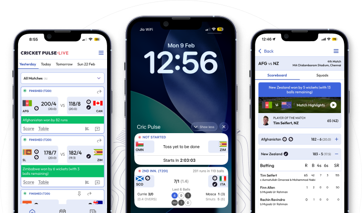Cricket Pulse Live App Screens