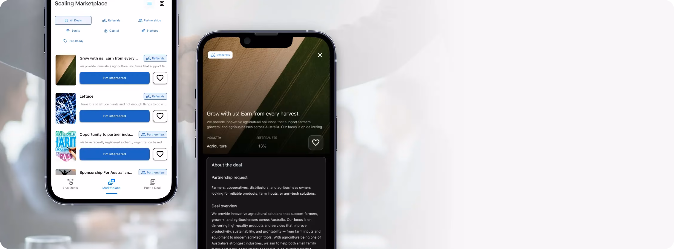 Scaling deal list and deal detail screens on two iPhones
