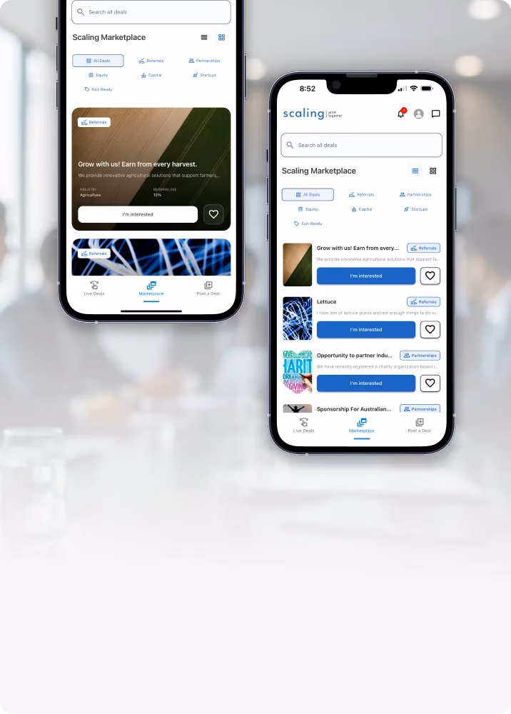Scaling Marketplace feed and deal list screens on two iPhones