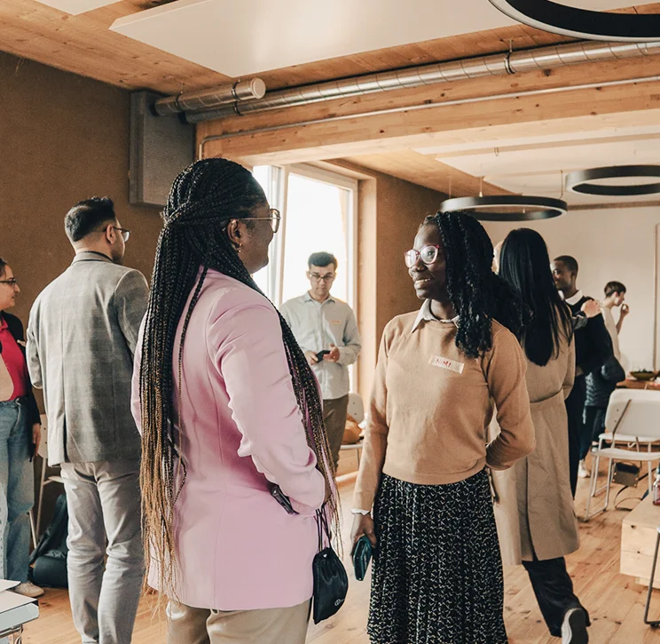 Anne and Yaman from Kiron are brainstorming