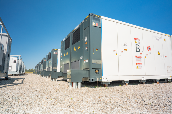 battery modules inside a container at one of Jupiter Power’s projects in Texas.