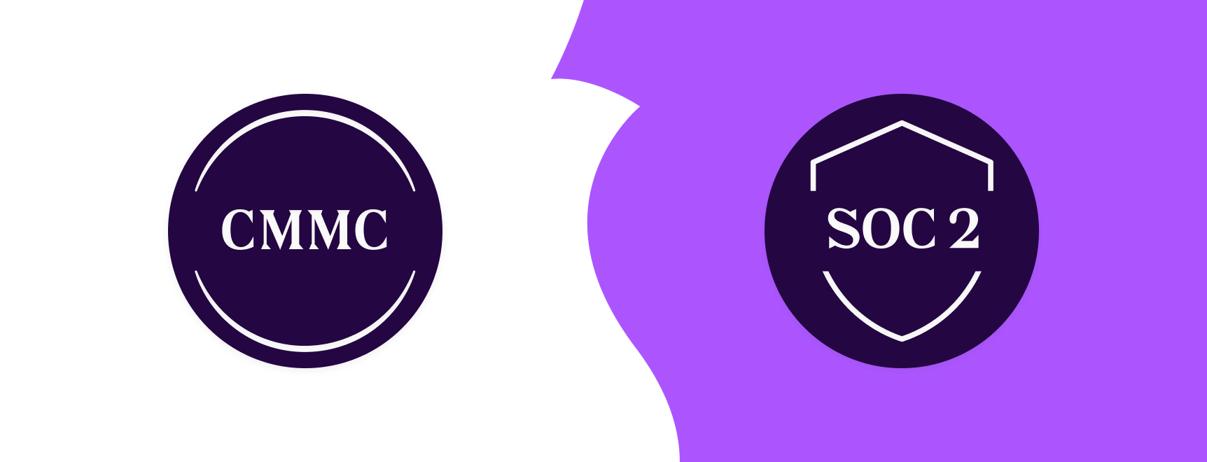 CMMC and SOC 2 pseudo-logos side by side