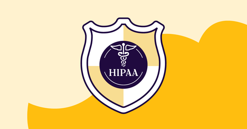 Illustration of a digital compliance dashboard with a HIPAA label in the corner